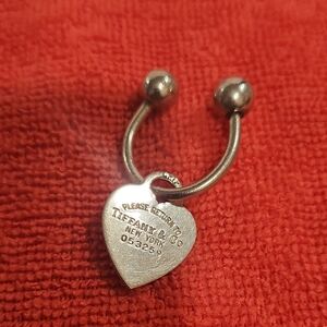 Tiffany & Co. Silver Key Chain With Heart "Return To" Pendant